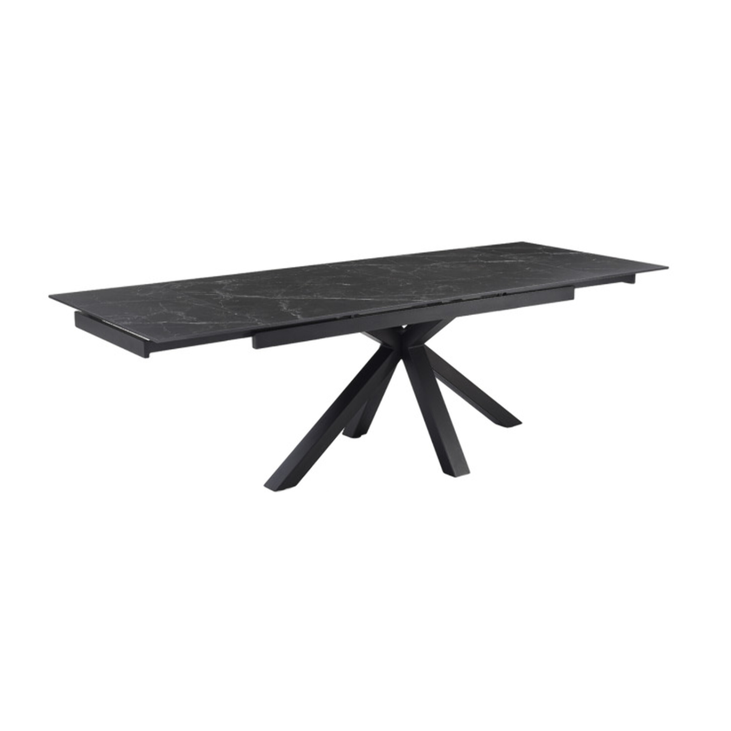 Table extensible céramique noir marbré 180/260cm - 8 piètements - UNIK