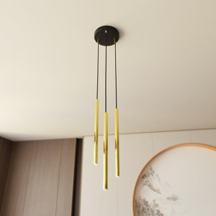 Lampada a sospensione Selter in acciaio nero e oro
