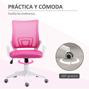 Silla de Oficina de Malla Silla de Escritorio Giratoria con Altura Ajustable Función de Basculante Soporte Lumbar y Reposabrazos Silla para Estudio Carga 120 kg Rosa