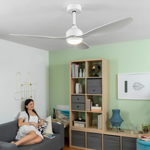 Ventilatore da Soffitto con Luce LED e 3 Pale ABS Flaled InnovaGoods Bianco 36 W 52" Ø132 cm