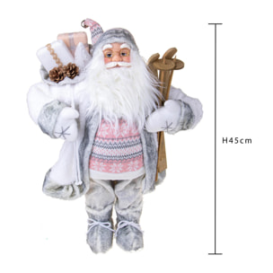 Babbo Natale H.45 Cm Con Sci - Pezzi 1 - 22X45X17cm - Colore: Bianco - Bianchi Dino - Articoli Natalizi