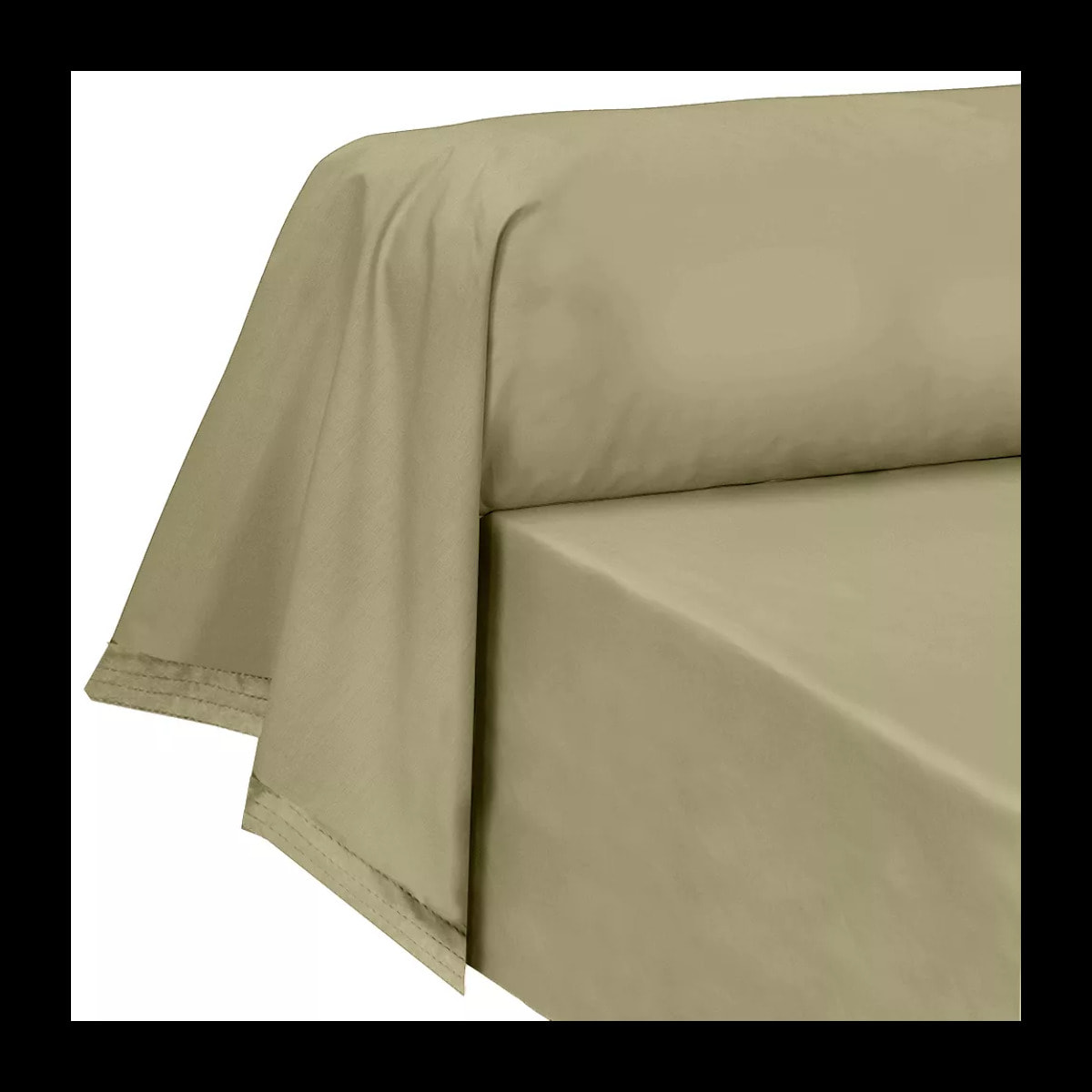 Taie de traversin percale de coton uni beige La percale francaise champagne