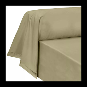 Taie de traversin percale de coton uni beige La percale francaise champagne