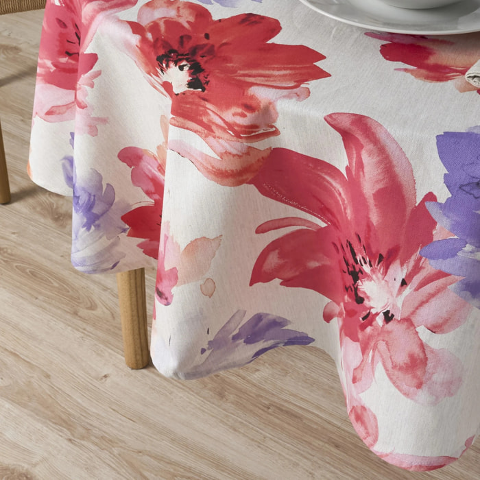 Nappe ronde anti-taches Big Flowers 7 Fucsia
