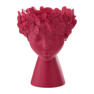 J-Line Cache-Pot Tête - polyrésine - fuchsia - small