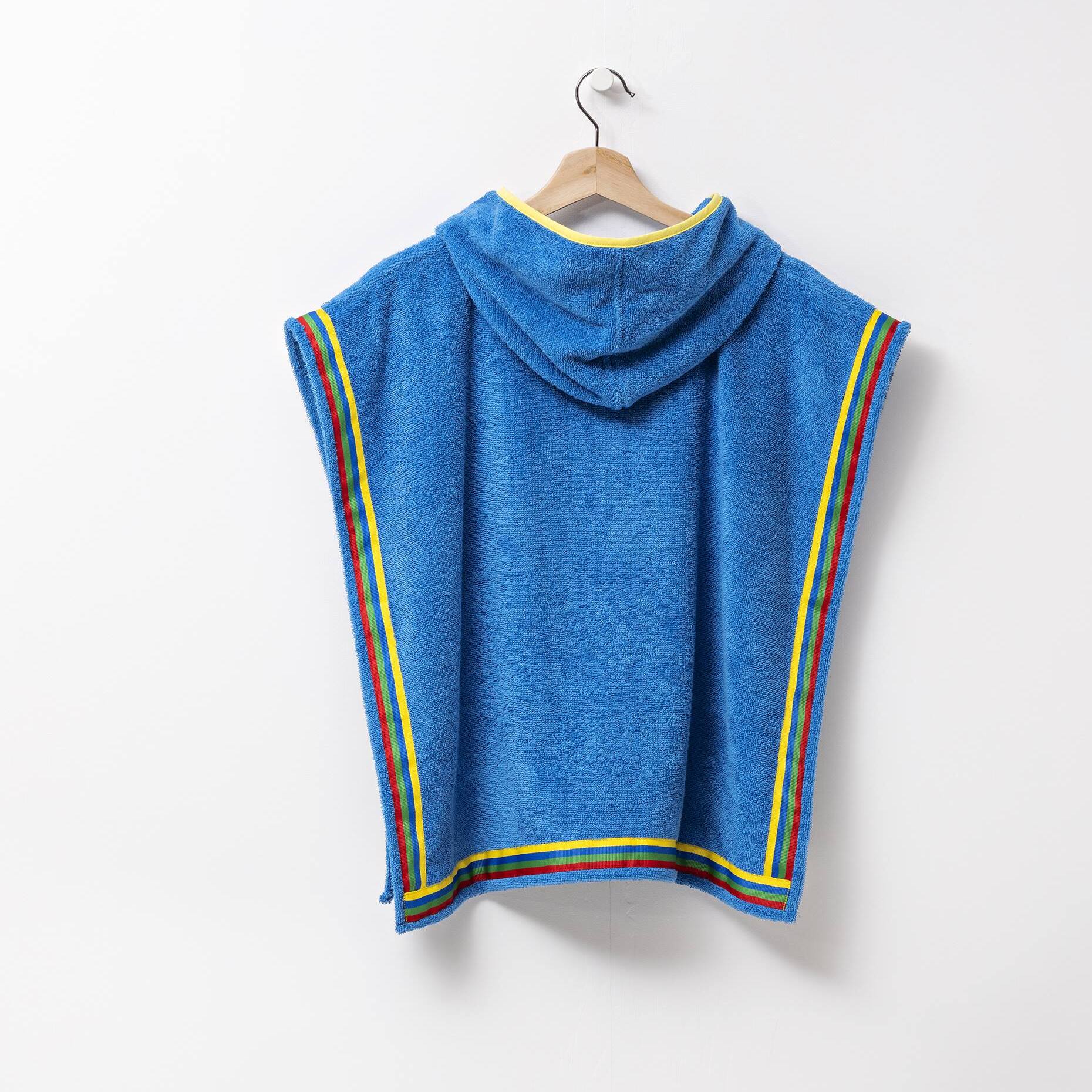 Albornoz poncho de niños 65x65cm de 380gsm 100% algodón azul Benetton