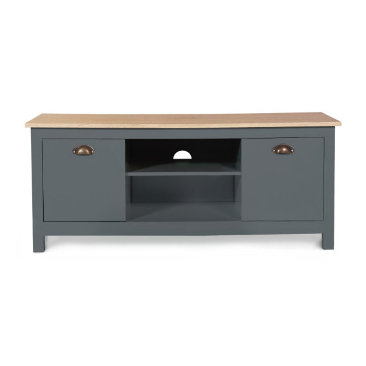 Meuble TV Ninon 2 portes - Bois - Gris