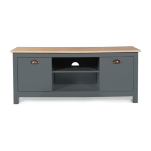 Meuble TV Ninon 2 portes - Bois - Gris
