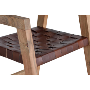 Sillón de Madera de Acacia 53 Cm Estilo Rústico Vintage
