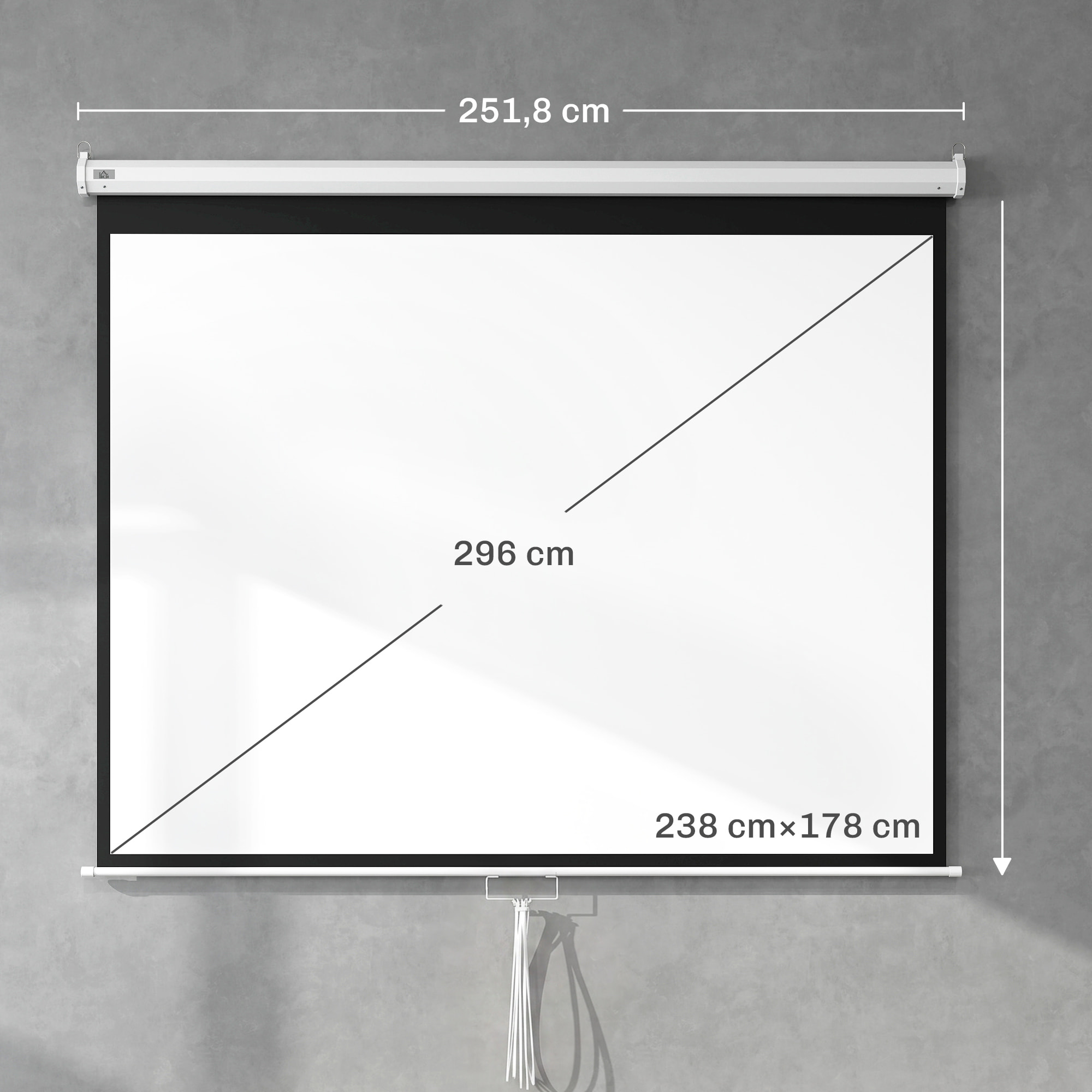 Écran de projection home-cinéma manuel format 4:3 120 pouces 4K HD blanc
