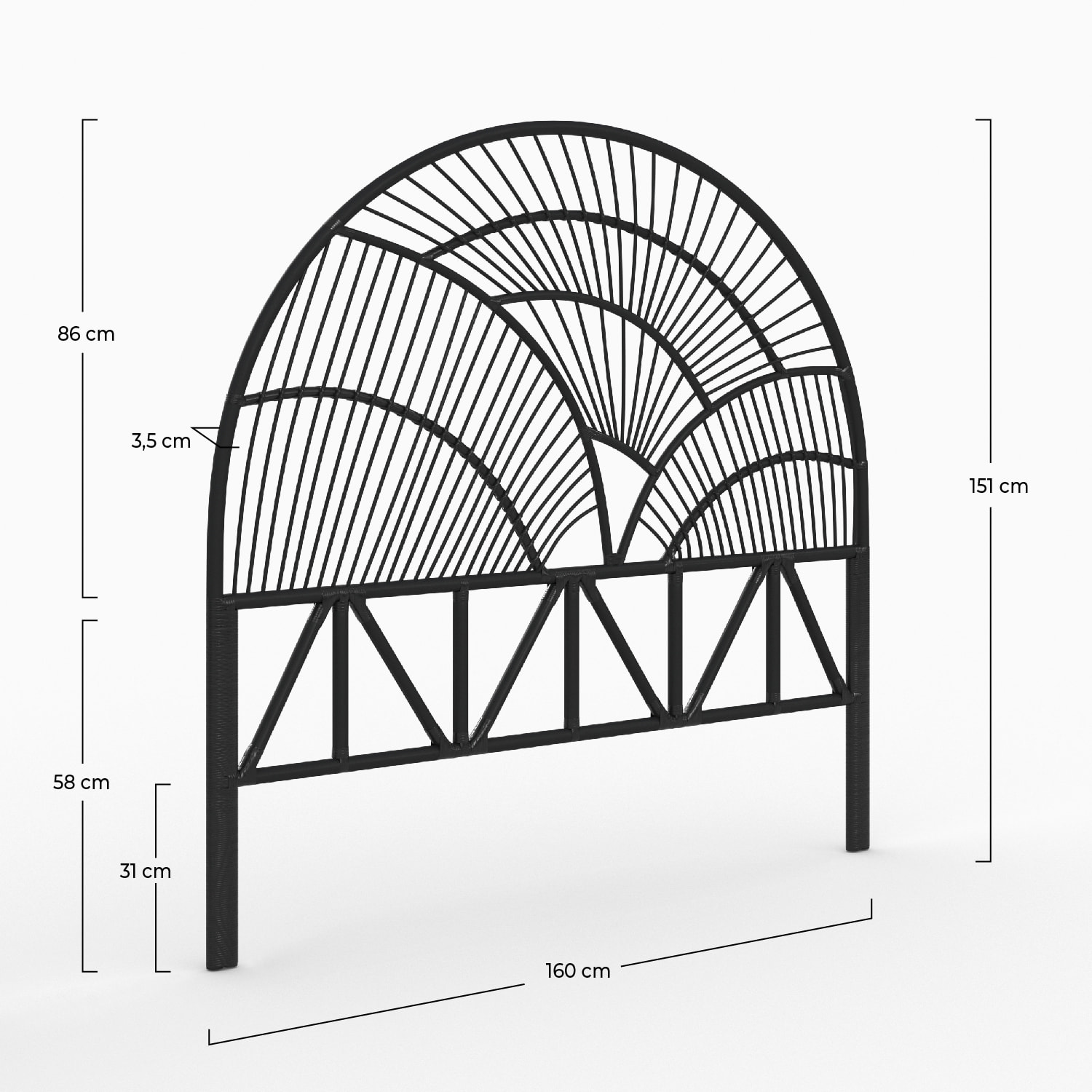 Tête de lit en rotin noir 160 cm - Séléné