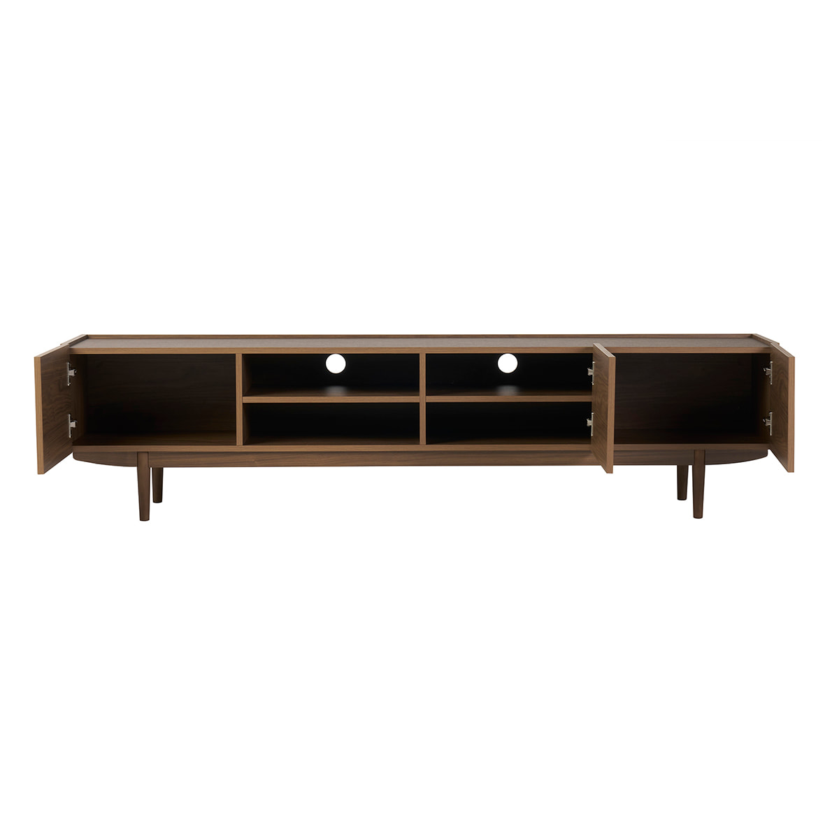 Meuble TV bois foncé noyer 3 portes L180 cm SANAA