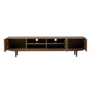 Meuble TV bois foncé noyer 3 portes L180 cm SANAA