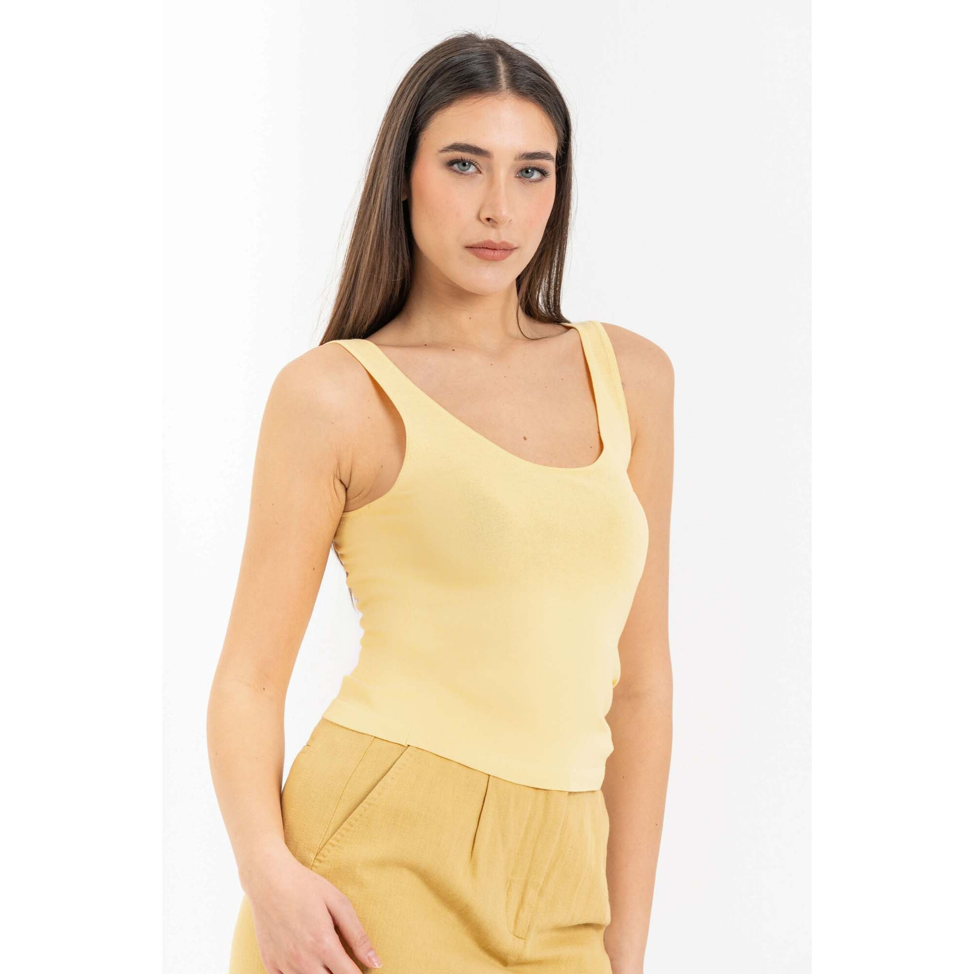 Kocca - Top da donna aderente in viscosa con scollo rotondo Donna
