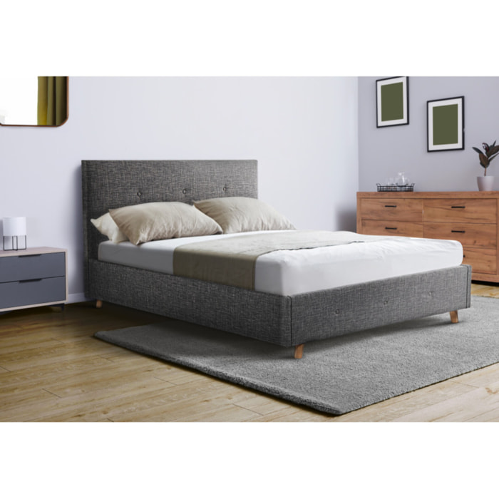 Lit coffre Mala 160x200cm tissu gris