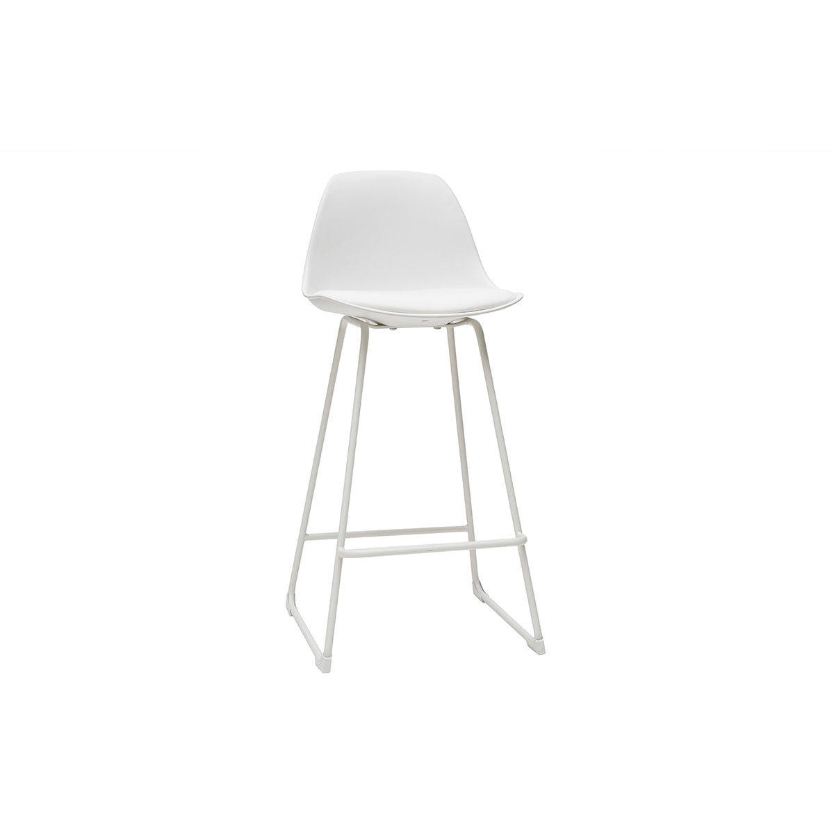 Tabourets de bar design blancs pieds métal 65 cm (lot de 2) FRANZ