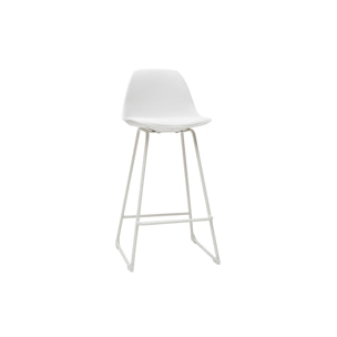Tabourets de bar design blancs pieds métal 65 cm (lot de 2) FRANZ
