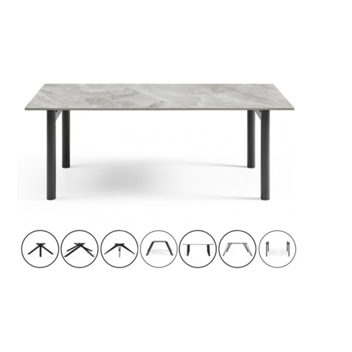 Table basse en céramique 120x60cm gris brillant - 7 piètements - UNIK