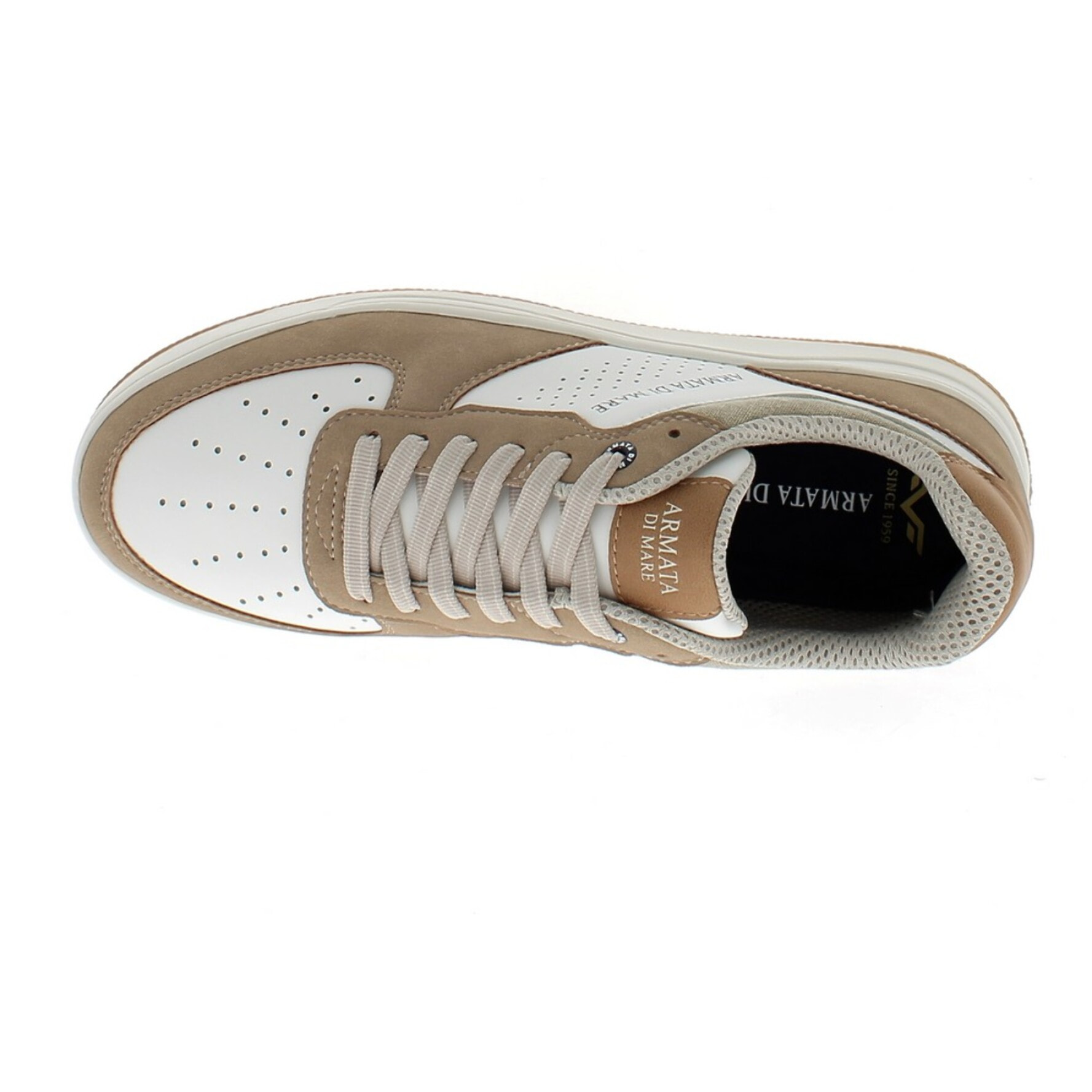 Armata di Mare Scarpe Uomo Sneakers Basse Stringate con Soletta Rimovibile in Memory Foam AMU S25N719 Beige Off White