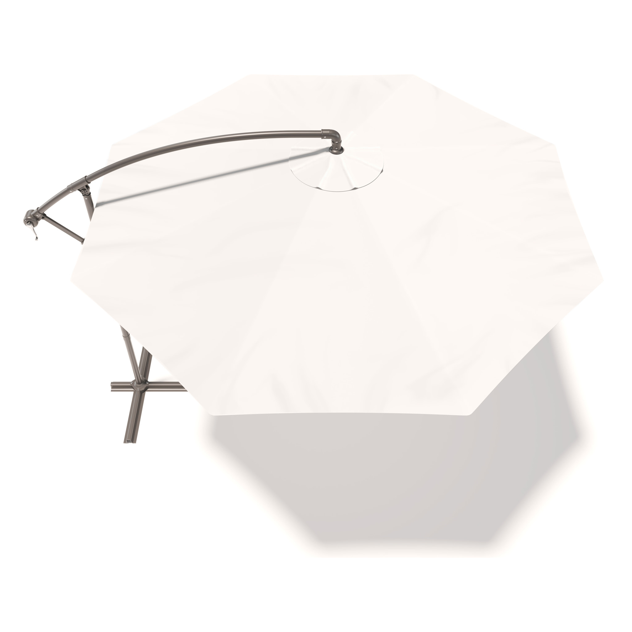 Ombrellone 3x3 M Decentrato Retrattile Braccio Rotabile Chiusura Manovella Giardino Piscina In Acciaio Inossidabile Telo 180 g/m2 Impermeabile Bianco