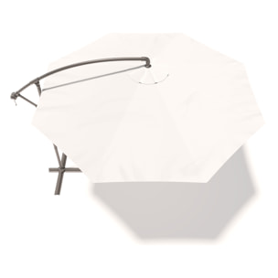 Ombrellone 3x3 M Decentrato Retrattile Braccio Rotabile Chiusura Manovella Giardino Piscina In Acciaio Inossidabile Telo 180 g/m2 Impermeabile Bianco