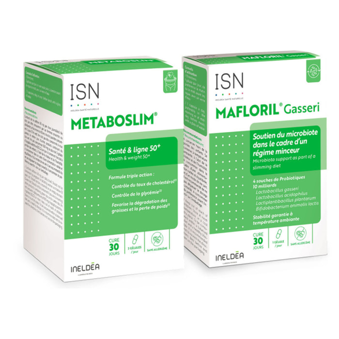 ISN - Protocole Minceur - Metaboslim + Mafloril Gasseri - Aide à rééquilibrer le microbiote - Aide à la perte de poids - Actif breveté