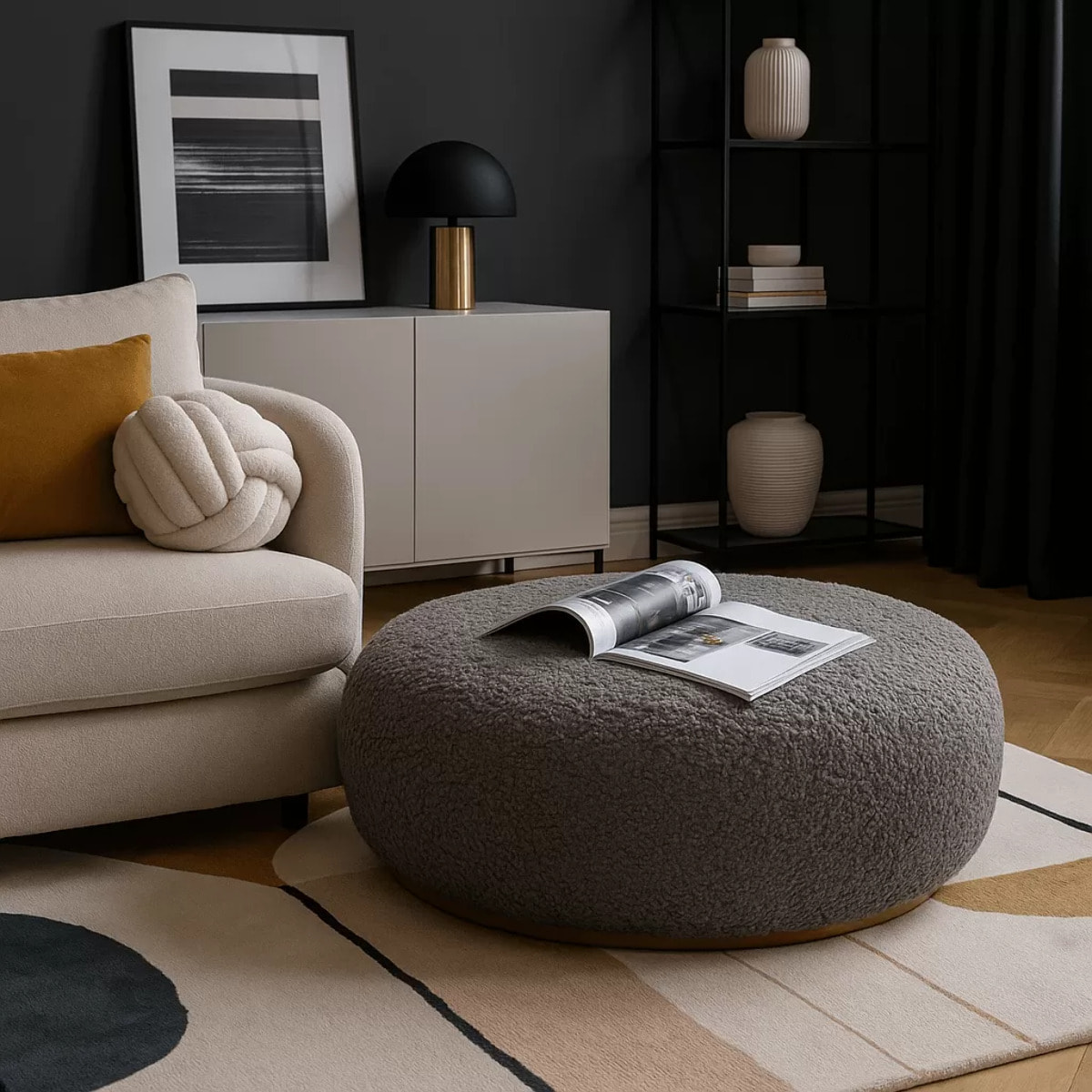 Pouf Pebble Boucle 81cm gris Kare Design