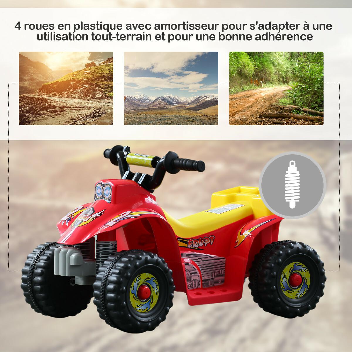 Voiture 4x4 quad électrique multifonctions 65L x 43l x 43H cm enfants +3 ans rouge et jaune