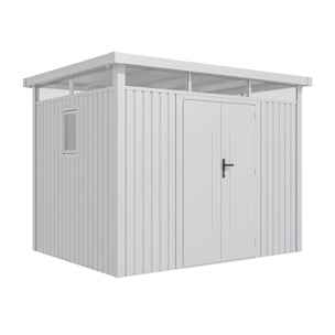 Abri de jardin métal Aluminium Blanc 7.45m² toit plat + kit d'ancrage
