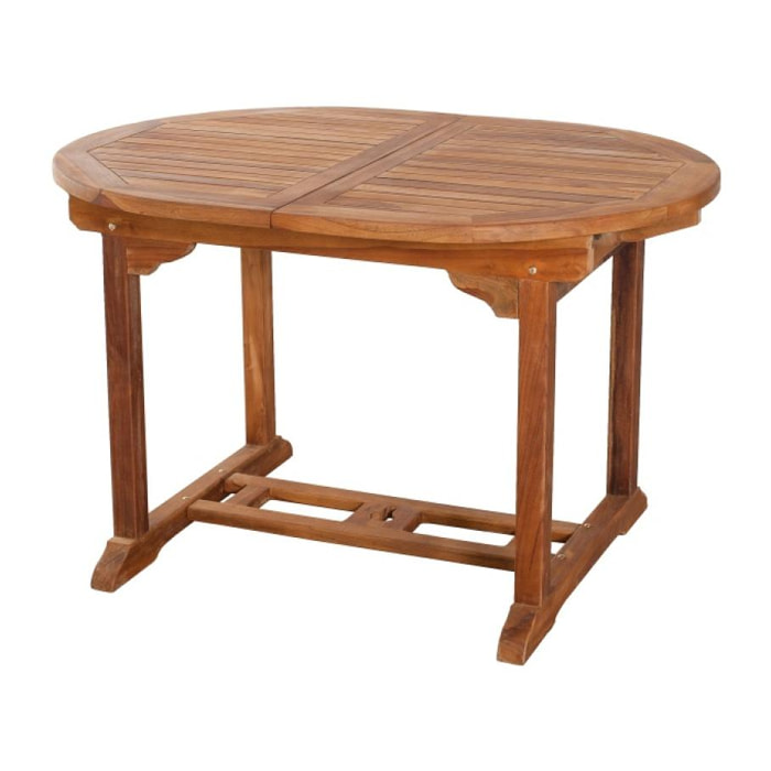 HANNA - Table de jardin 4/6 personnes - ovale extensible 120/180 x 90 cm en bois Teck huilé