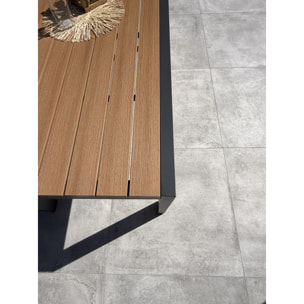 TONGA - Table de jardin en alu plateau polywood aspect bois