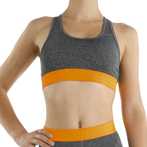 Top deportivo para mujer freegun en color negro/naranja