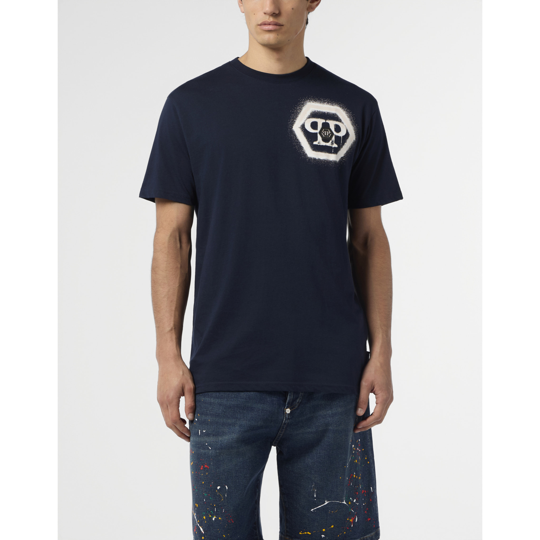 PHILIPP PLEIN Round Neck T-Shirt Spray Hexagon