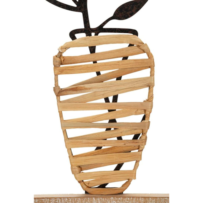 PANNELLO DA MURO IN FERRO E LEGNO VASO CM 40X3,5X80