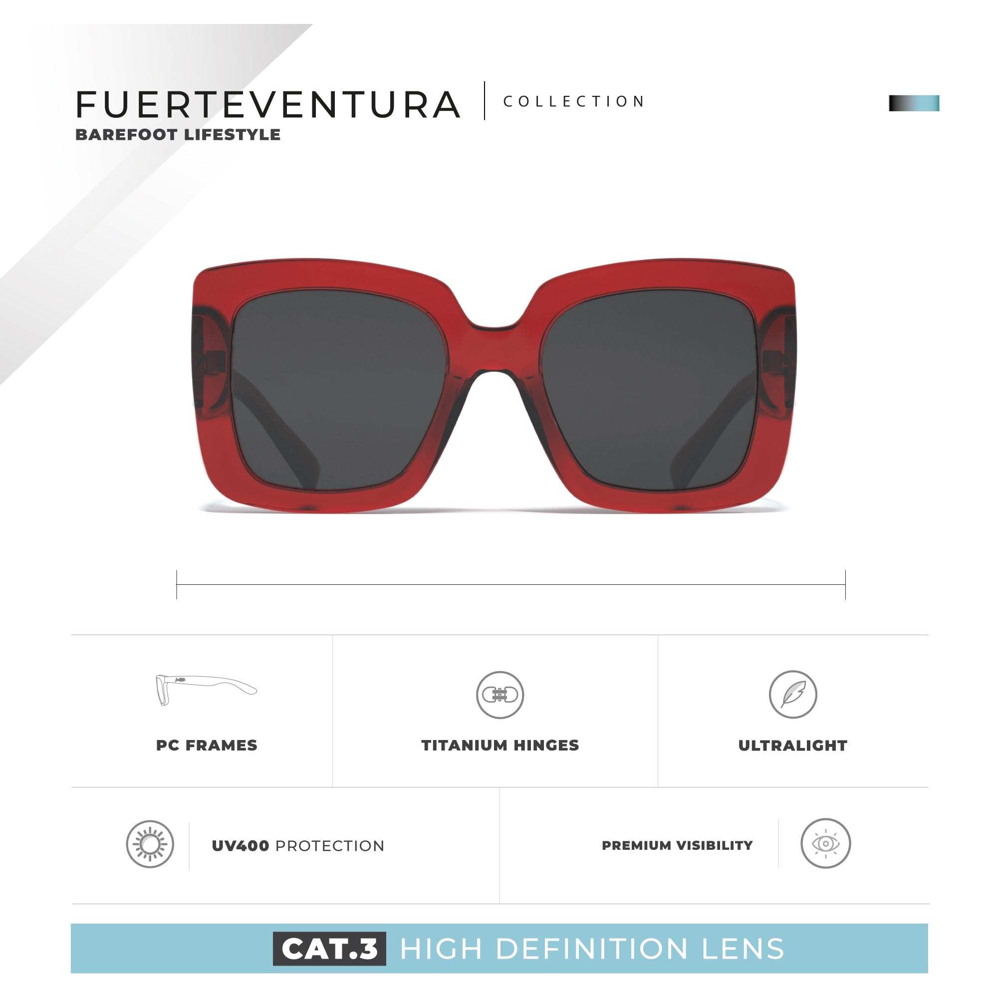 Gafas de Sol Fuerteventura Rojo Hanukeii para hombre y mujer