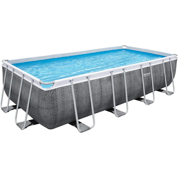 Piscine tubulaire rectangulaire 4,88 x 2,44 x 1,22 m aspect résine tressée POWER STEEL de Bestway