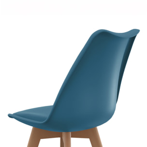 Chaises Nordia pieds bois de hêtre - Bleu canard