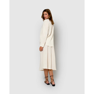 Falda midi evasé algodón lino natural