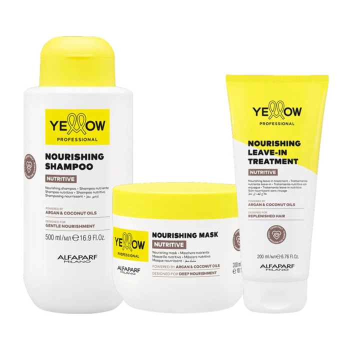 ALFAPARF Yellow Kit Nutritive Nourishing Shampoo 500ml + Mask 300ml + Treatment Leave In 200ml