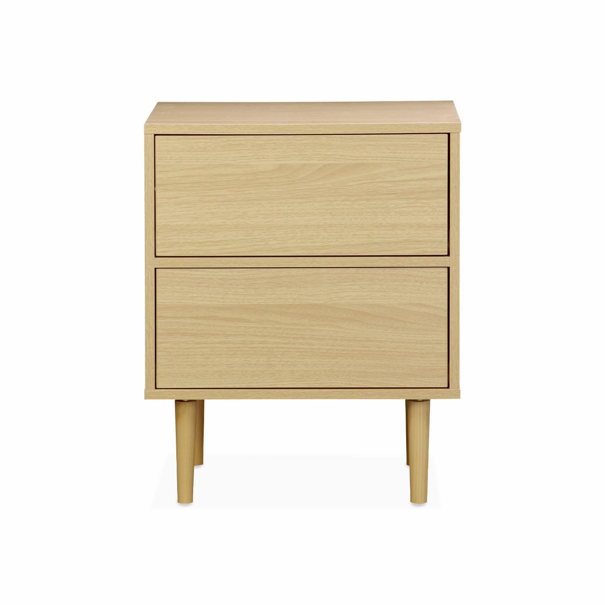 Table de chevet décor bois naturel - Mika - 2 tiroirs - L 48 x l 40 x H 59cm