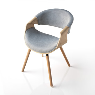 Chaise de salle à manger Tomasucci VISBY 2, en tissu, chêne, gris, 53 × 59 × 72 cm