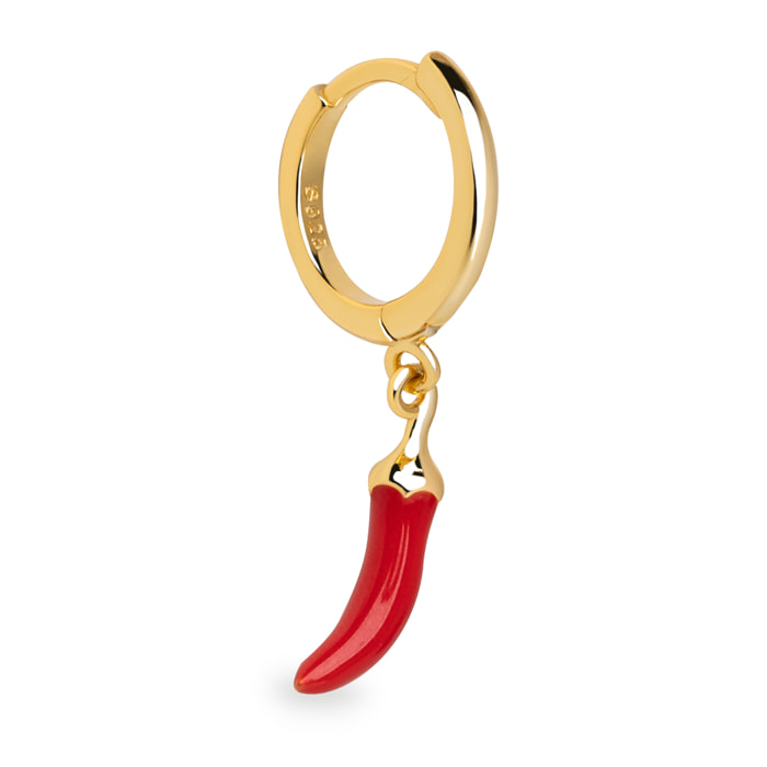 Orecchino Singolo Chili Enamel Argento Placcato Oro