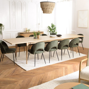 MAXENCE - Table à manger ext. 250/350x100cm naturelle pieds chêne MAXENCE