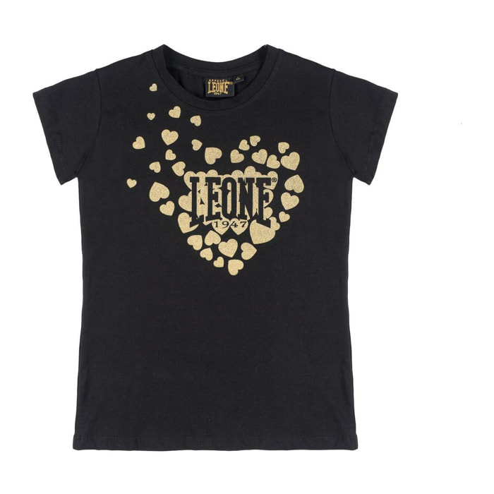 T-shirt da bambina a manica corta con stampa glitter Leone 1947 Gold