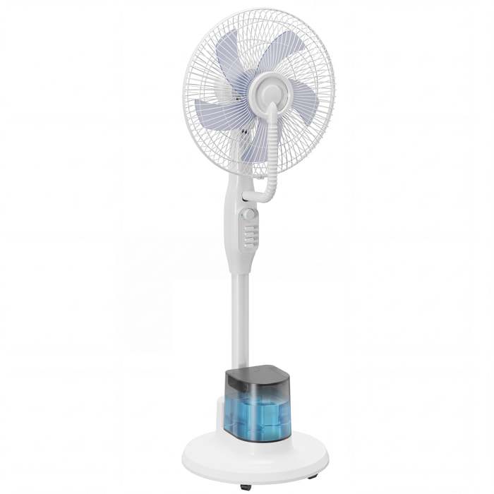Ventilador Nebulizador, 90W, Ventilador con Agua, Oscilación de 70°, 3 Velocidades, 5 Aspas, Depósito de Agua de 3,5L, 5 Ruedas, para Hogar, Oficina, Dormitorio, Blanco