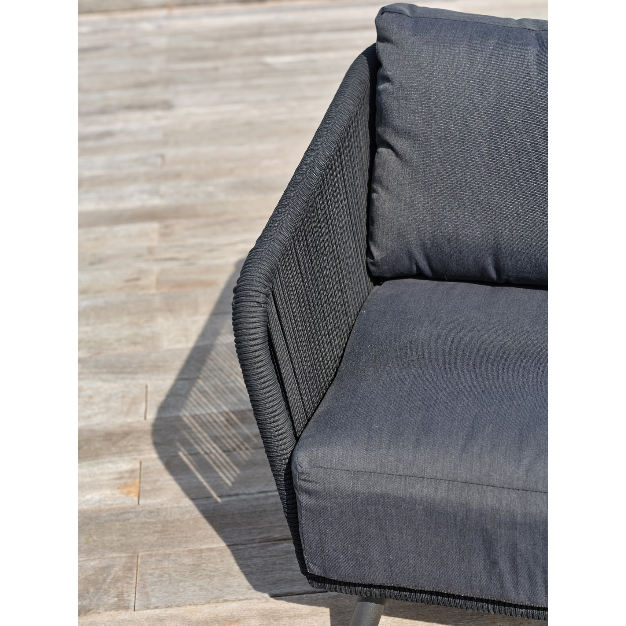 BIARRITZ - Salon bas de jardin 5 places en aluminium et corde tissée