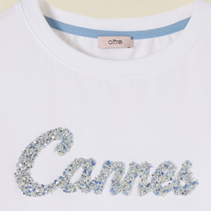 Oltre - T-shirt con ricamo lettering - Bianco