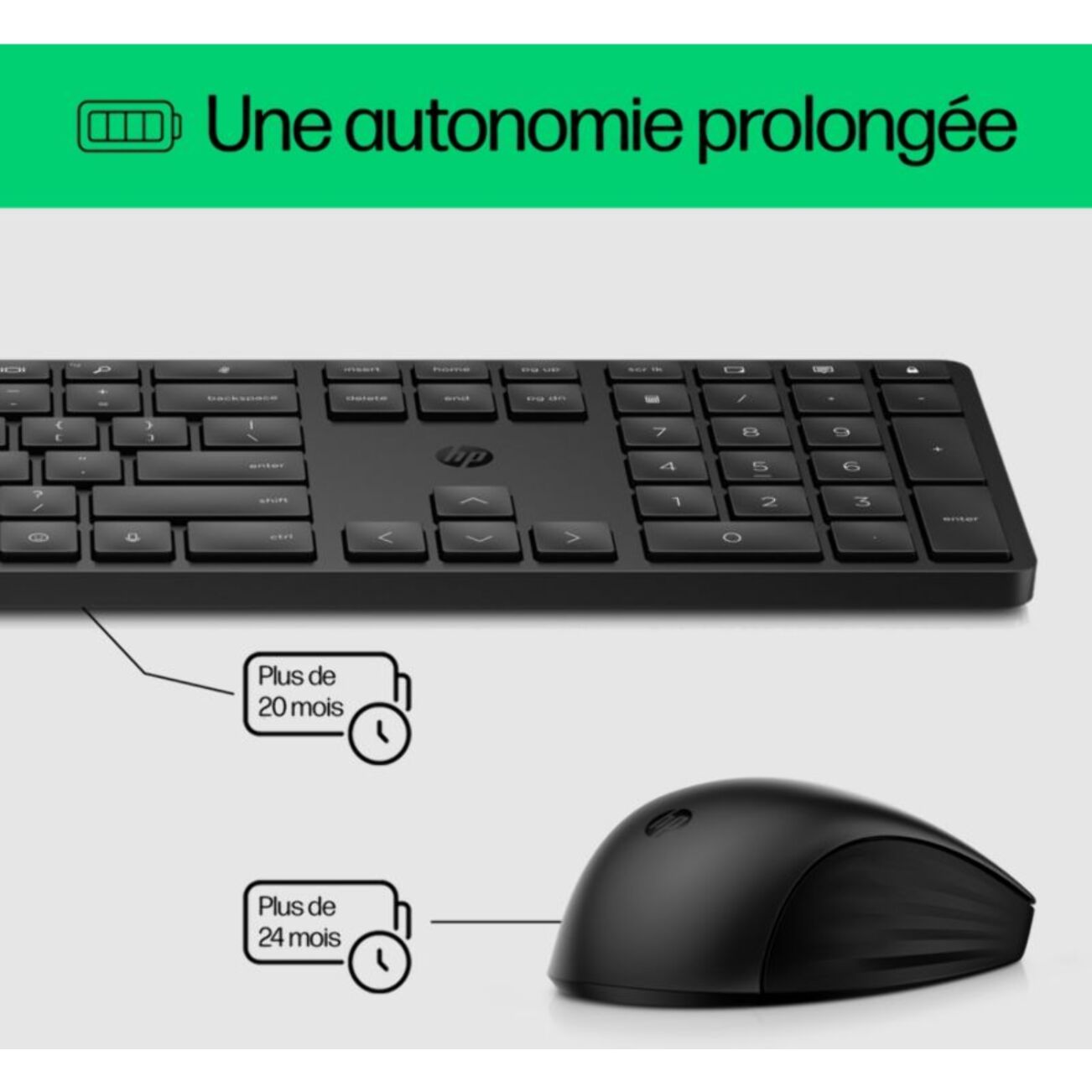 Clavier + Souris HP 650 Noir sans fil
