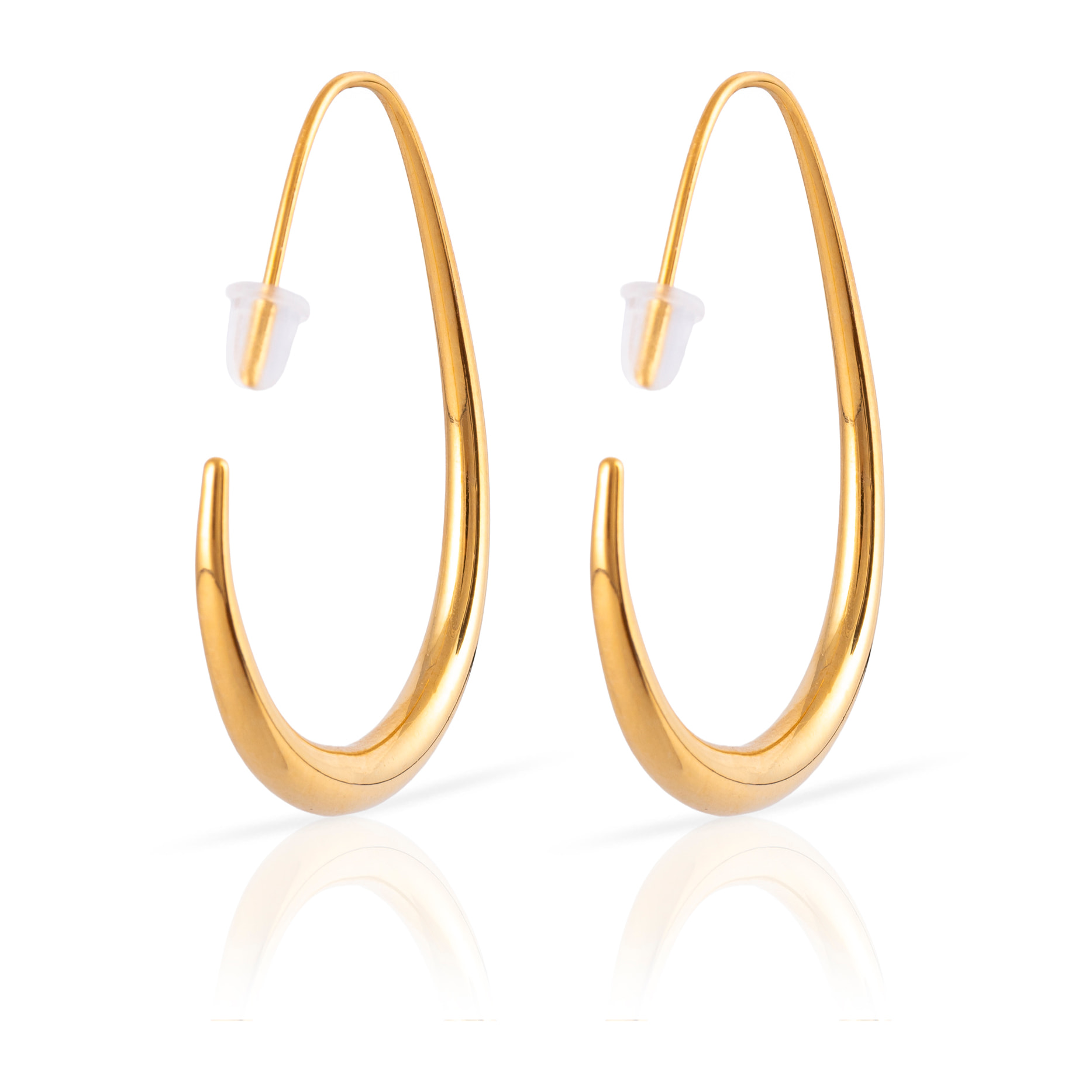 Pendientes de gancho lisos de cobre con baño de oro auténtico 29.5 mm.