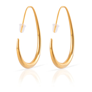 Pendientes de gancho lisos de cobre con baño de oro auténtico 29.5 mm.